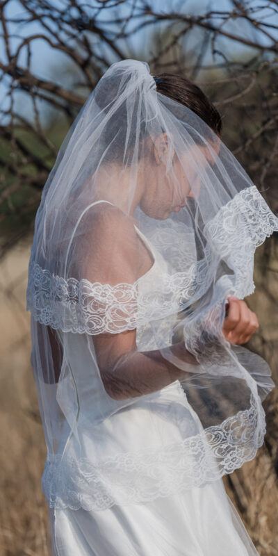 Velo corto con capa para novia